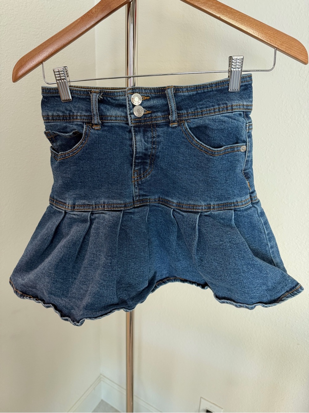 wild fable Dark Blue Denim Ruffle Skirt